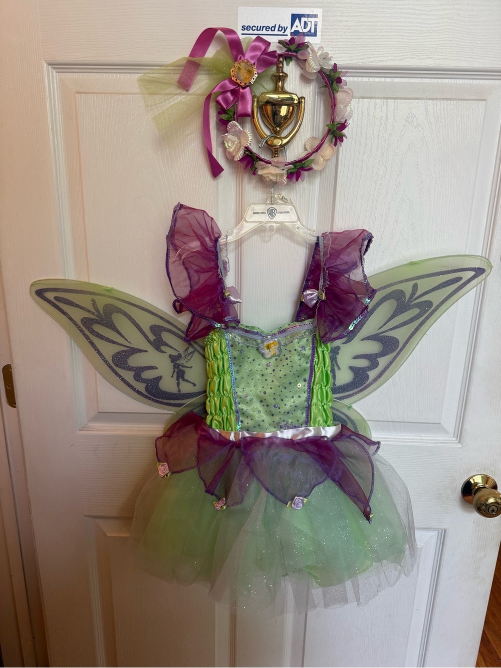 Vintage Y2K Disney Tinker Bell Kids Fairy Costume Dress & Wings Set